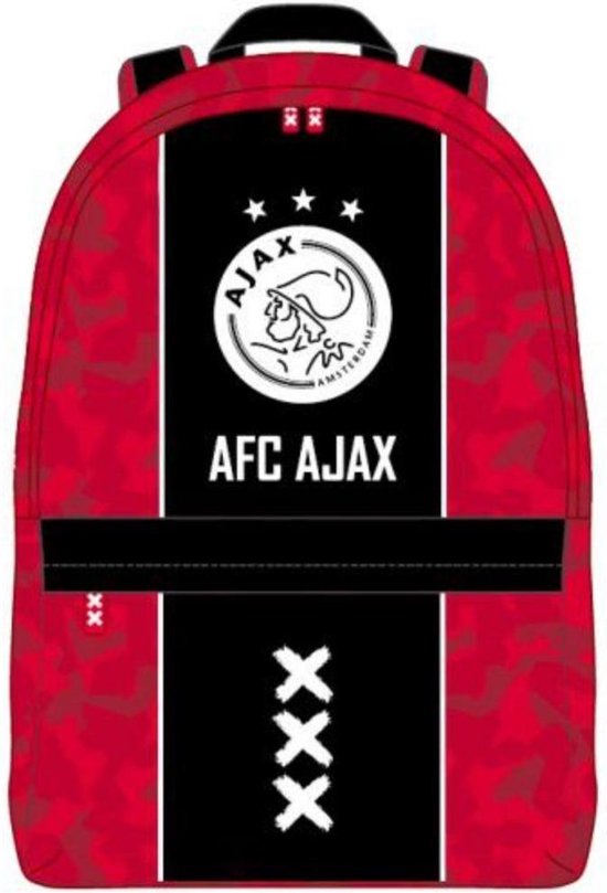 ajax-rugzak-831ikr-1.jpg AFC Ajax rugzak Zwart/rood 28x21x11 cm Voor schoolspullen | bol - Afbeelding 1