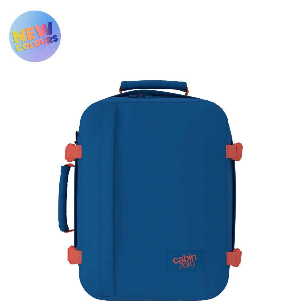 cabin-zero-rugzak-620gzl.webp CabinZero Classic 28L Cabin Backpack Capri Blue | Lommers Lederwaren - Afbeelding 1