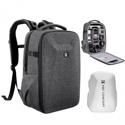 fototas-rugzak-428wbw-1.jpg K&F Concept Camera Rugzak 22L, Harde Schaal Fototas met 15,6" Laptopvak & Regenhoes, Fotorugzak voor DSLR en Drone (Grijs) - Afbeelding 1