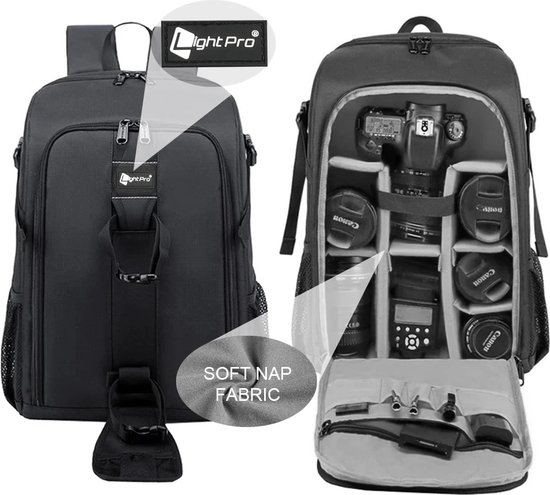 fototas-rugzak-936jmy-1.jpg LightPro 18L rugzak foto camera video cameratas fototas rugtas grijs voor Canon Nikon... | bol - Afbeelding 1