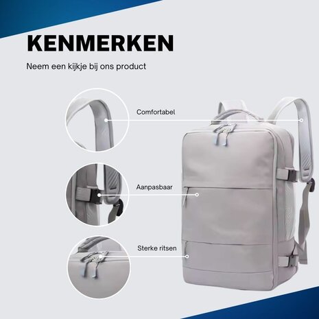 handbagage-rugzak-40x30x20-921zhp-1.jpg Handbagage Rugzak 40x30x20 cm Ideaal in het Vliegtuig Waterafstotende Reistas met Schoenenvak en Handige Opbergvakken voor Zorgeloos Reizen Origineletelefoonhoesjes.nl - Afbeelding 1
