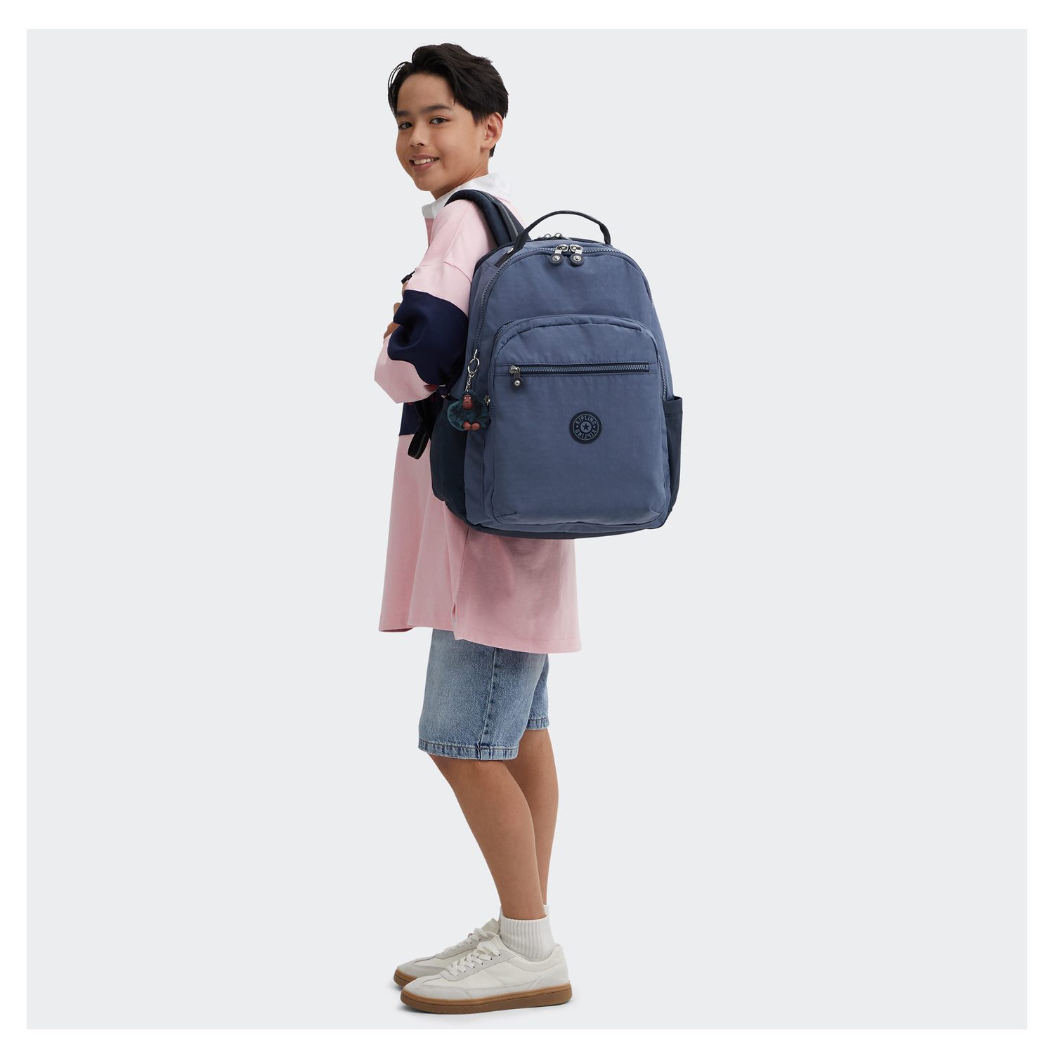 kipling-rugzak-groot-803khj-1.jpg Kipling Seoul College Extra Rugzak School 15" laptopvak game grey undefined - Afbeelding 1