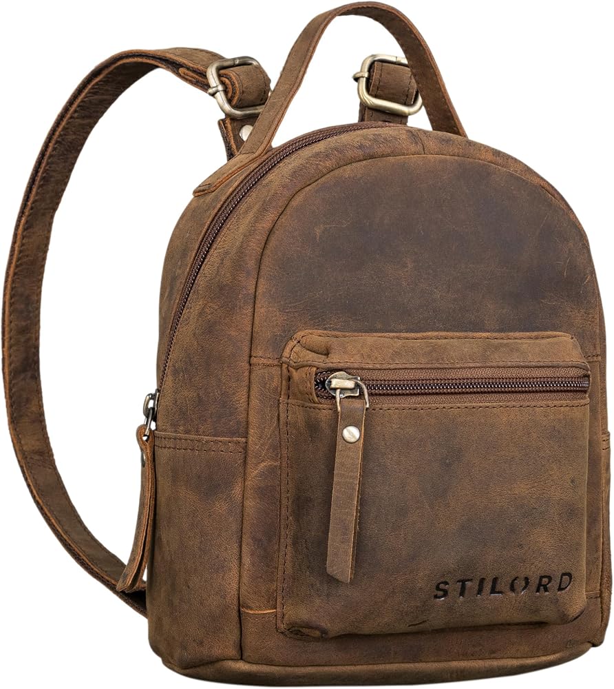 klein-rugzakje-dames-395gar-1.jpg STILORD "Tiny" Kleine Rugzak Dames Leren Vrouwen Lederen Rugzak City Backpack Vintage Daypack Dagrugzak Kleine Dames Rugzak Echt Leer Kleur:montero ... - Afbeelding 1