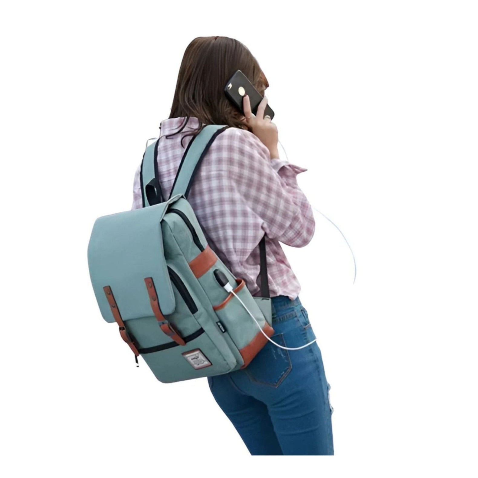 laptop-rugzak-16-inch-181enp-1.jpg CarryQuest® 16 Inch Laptop Backpack – Canvas Retro Backpack for School - Afbeelding 1