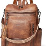 Shrrie 16 Inch Laptop Rugzak Voor Vrouwen Lederen Business Dagrugzak Bruin/Zwart