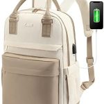 LOVEVOOK Laptoprugzak voor dames, 15,6 inch schooltassen voor vrouwen, waterdichte computerrugzak met USB poort voor reizen, zaken, universiteit, werk, kaki beige : Amazon.nl: Elektronica