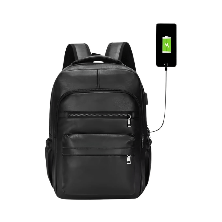 laptop-rugzak-leer-002gqt.png CarryQuest® Laptop Rugzak PU Lederen Rugzak 15" Laptop Schoolt - Afbeelding 1
