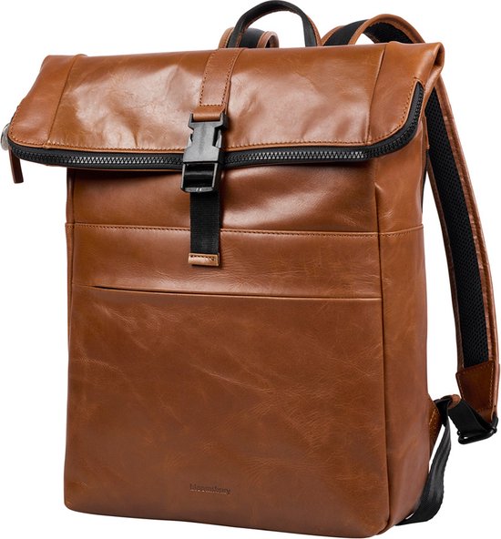 laptop-rugzak-leer-744apy-1.jpg Bloomsbury Leren Rolltop 14 inch Laptop Rugtas Unisex Rugzak Dames en Heren Echt... | bol - Afbeelding 1