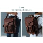 2 in 1 converteerbare leren laptop messengerrugzak | Vintage bruin lederen laptoprugzak | Leren laptoptas voor heren en dames kopen vanaf een prijs van 81 | Joom