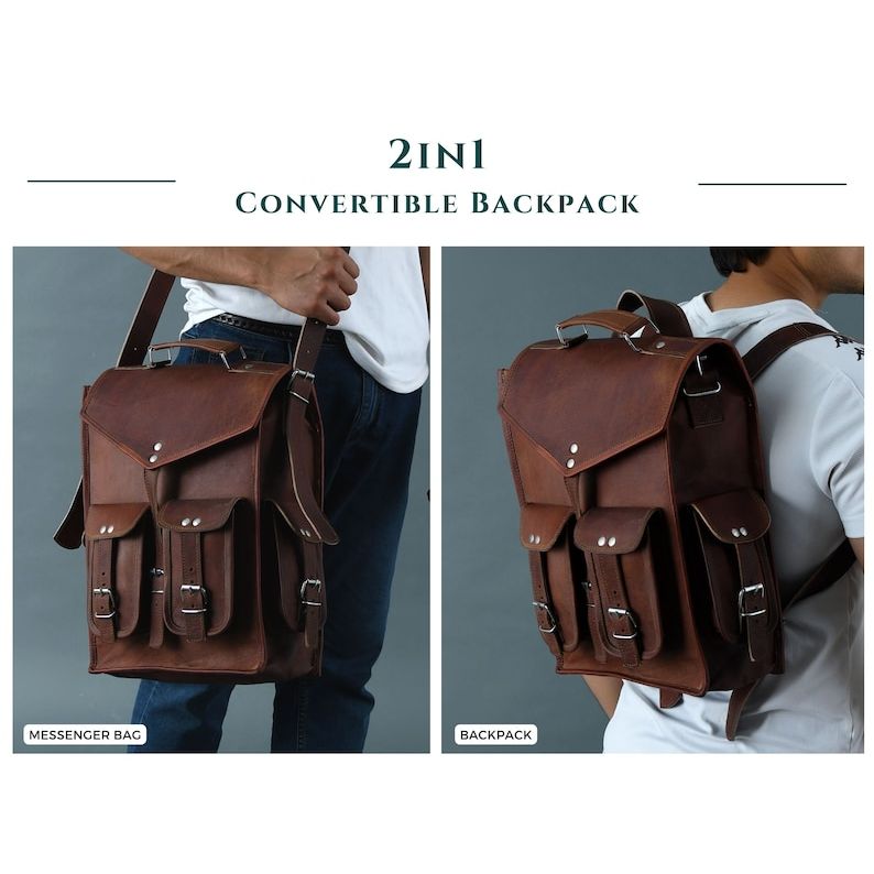 leren-laptop-rugzak-130ntv-1.jpg 2 in 1 converteerbare leren laptop messengerrugzak | Vintage bruin lederen laptoprugzak | Leren laptoptas voor heren en dames kopen vanaf een prijs van 81 | Joom - Afbeelding 1