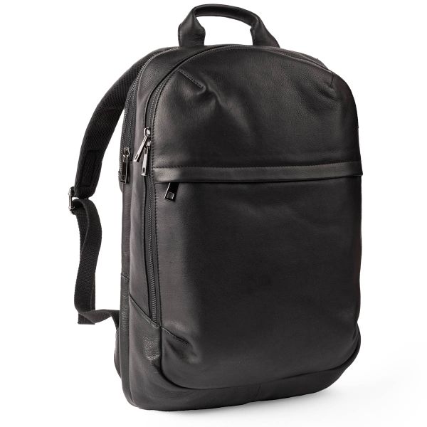 leren-rugzak-laptop-557kmr-1.jpg Accezz Leather Laptop rugzak 16 inch Zwart - Afbeelding 1