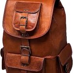18 inch Bruin Lederen Rugzak Vintage Laptop Tas Waterbestendig Casual Daypack College Boekentas Comfortabele Lichtgewicht Reizen Wandelen/Picknick voor Mannen, BRON, 18