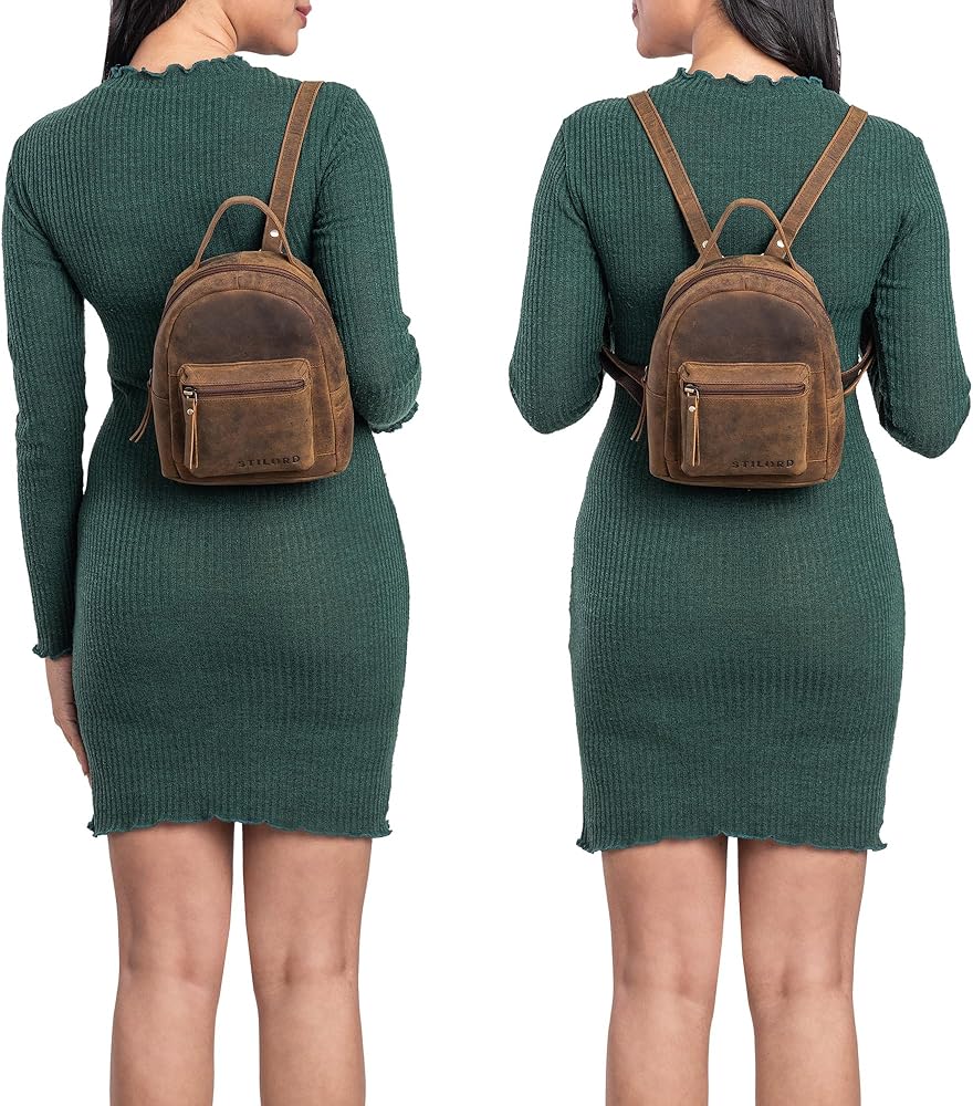 mini-rugzak-dames-328oey-1.jpg STILORD "Tiny" Kleine Rugzak Dames Leren Vrouwen Lederen Rugzak City Backpack Vintage Daypack Dagrugzak Kleine Dames Rugzak Echt Leer Kleur:montero ... - Afbeelding 1
