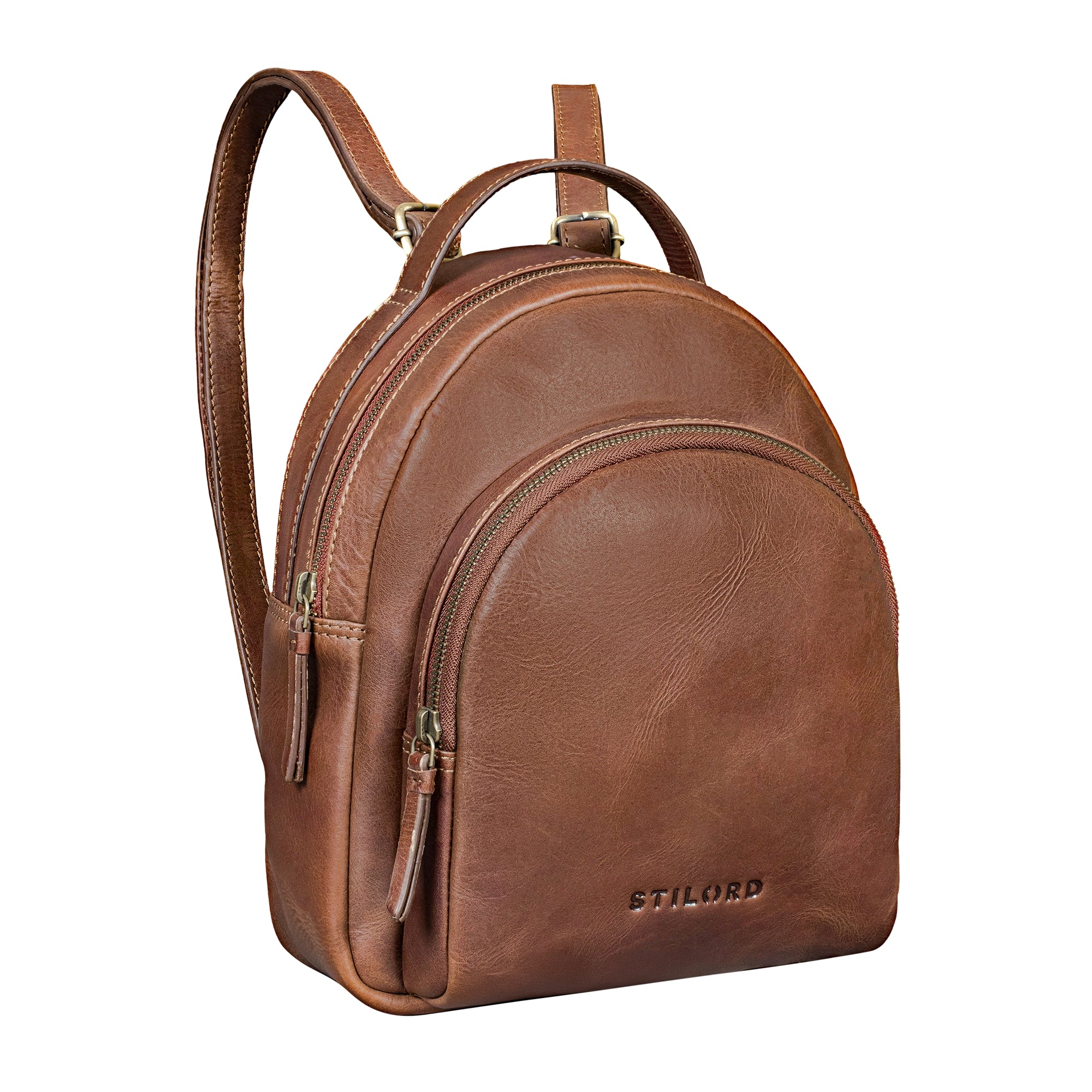 mini-rugzak-dames-379mis-1.jpg "Doreen" Kleine Dames Rugzak Leder Mini Cityrucksack messina bruin - Afbeelding 1