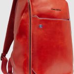 Piquadro Laptoprugzak / Werktas / Rugtas Dames 14 inch Leer Blue Square Oranje | bol