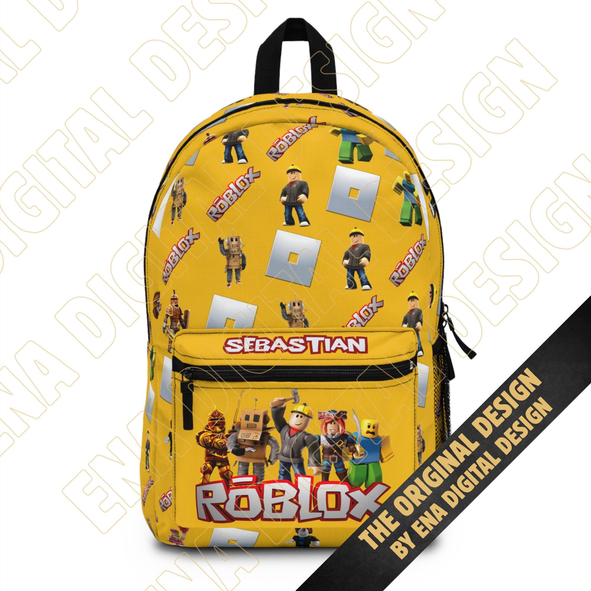 roblox-rugzak-817hbv-1.jpg Roblox rugzak met naam Lichtgewicht en waterdichte schoolrugzak voor kinderen, met laptopvak en personalisatiemogelijkheid, cadeau voor Roblox fans Etsy Nederland - Afbeelding 1