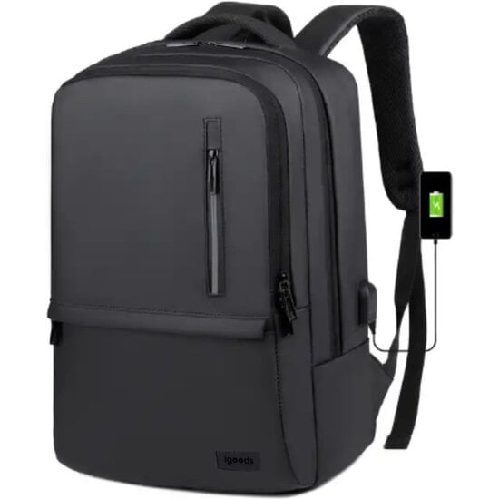rugtas-laptop-heren-665pxd-1.jpg Igoods Rugtas Laptop Rugzak Heren Anti Diefstal Zakelijke Rugzak Dames Tas met USB oplaadpoort 14 t/m 15,6 inch Waterdicht Zwart | Devoordeligedrogisterij.nl - Afbeelding 1