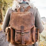 Grote Dames Buffel Leren Rugtas Retro Vintage Barneys Leather