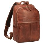 "Marino" Echt Lederen Rugtas voor Dames en Heren Midden Groot met Laptopvak 13 14 Inch brandy cognac
