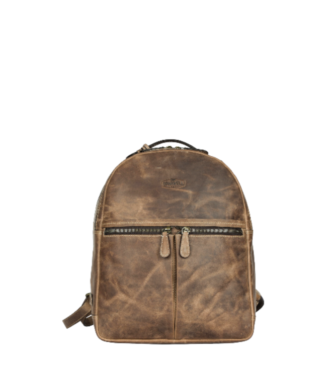rugzak-leer-dames-712yzw.png Sparwell | Stoere "vintage" buffel leren dames rugzak cognac | Tory Blauw mode - Afbeelding 1