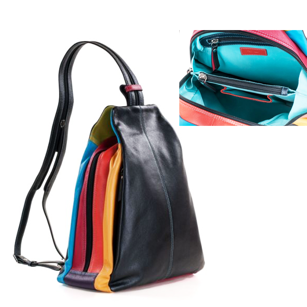 rugzak-leer-dames-908fbj.png Pia Ries Rugtas Dames 6010 Tropical Leer Multicolor Pia Ries Nederland - Afbeelding 1