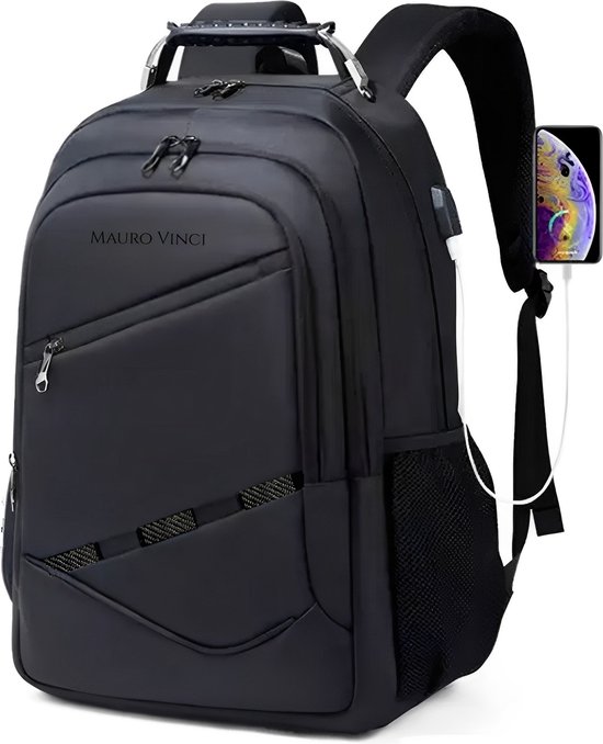 rugzak-met-veel-vakken-978vsl-1.jpg Rugzak Heren Zwart 17 inch Laptoptas – Waterafstotend – USB Oplaadpoort – 36L –... | bol - Afbeelding 1