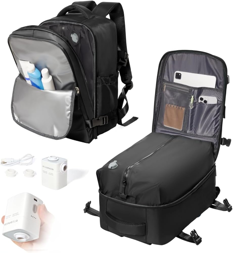 rugzak-vliegtuig-548shi-1.jpg Vacuüm Rugzak Handbagage Vliegtuig met Vakuümpomp – Travel Airbag Backpack voor Dames & Heren, Vacpack Reistas met Vakuümsysteem – Zwart : Amazon.nl: ... - Afbeelding 1
