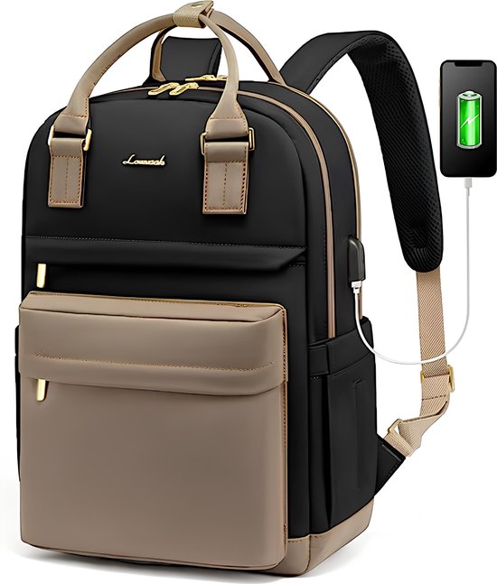 schooltas-met-laptopvak-dames-427reb-1.jpg Rugzak voor dames 17 inch laptop USB aansluiting Waterdicht nylon waterdicht LOVEVOOK | bol - Afbeelding 1