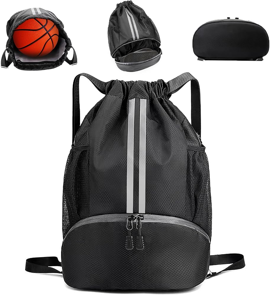 sportrugzak-778kra-1.jpg MXTIMWAN Sportrugzak, gymta voor jongens, kinderen, dames en heren, grote capaciteit, trekkoord, sportrugzak met schoenenvak en netvakken voor waterflessen, zwart : Amazon.nl: Sport & outdoor - Afbeelding 1