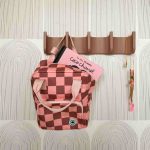 Studio Ditte kinderrugzak met roze bruine blokjes print Lokaal 5 | Hasselt