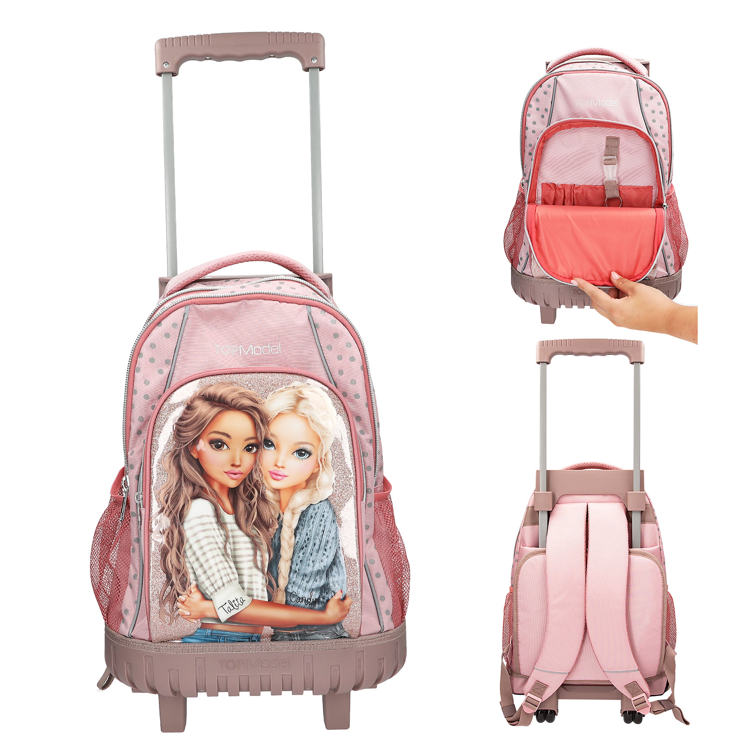 trolley-rugzak-536yng-1.jpg Koop Topmodel School Backpack Trolley Rosé with Grey Polka Dots Gratis verzending - Afbeelding 1