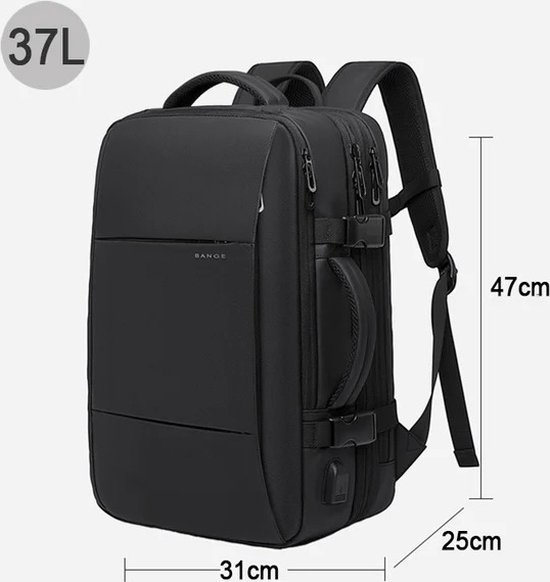 zakelijke-rugzak-933bxz-1.jpg Bange business rugzak heren Werk rugtas mannen Laptop 35L Zwart | bol - Afbeelding 1
